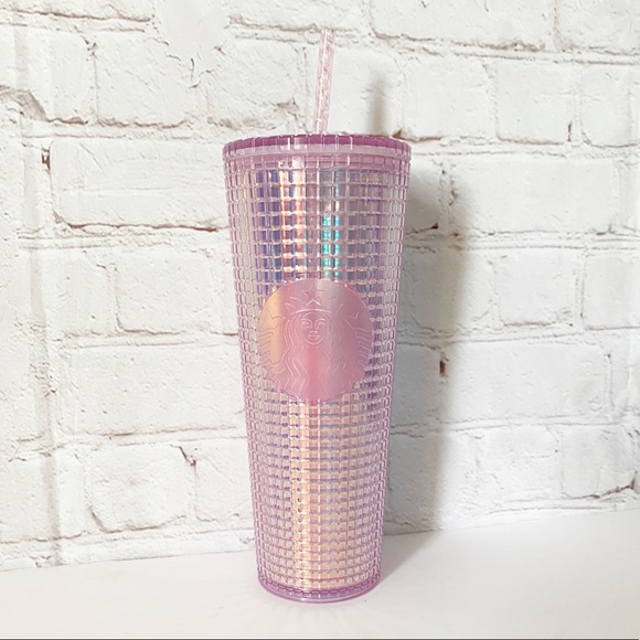 Starbucks Other - Starbucks Xmas Iridescent Pink Disco Grid Tumbler